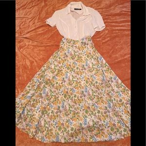 Vintage floral full midi skirt